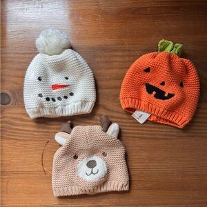 Carter’s Baby Hat Bundle - Snowman, Pumpkin & Deer